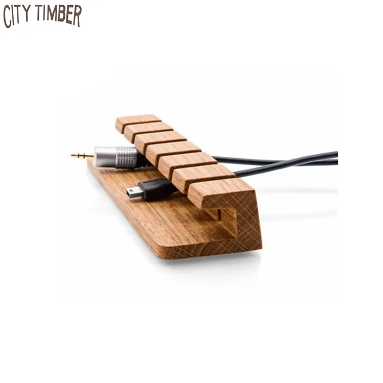 

Desktop L shaped wood cable management, Natural wood color
