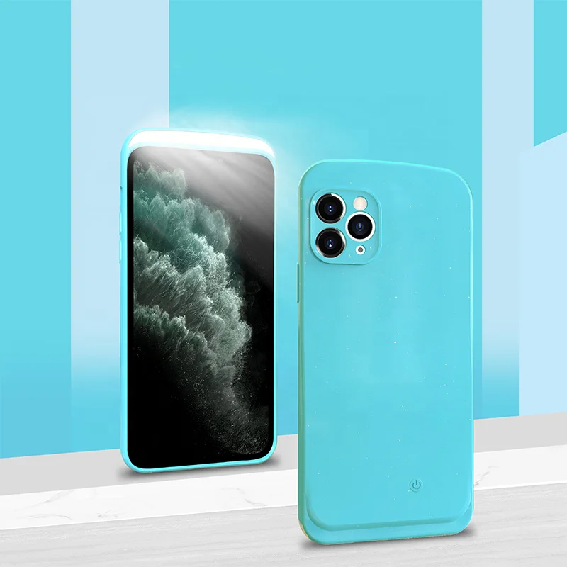

Luxury Design for iPhone 11 12 Pro LED Light Up Flashlight Phone Back Cover Selfie Light Phone Case for Mobile, Multi colors