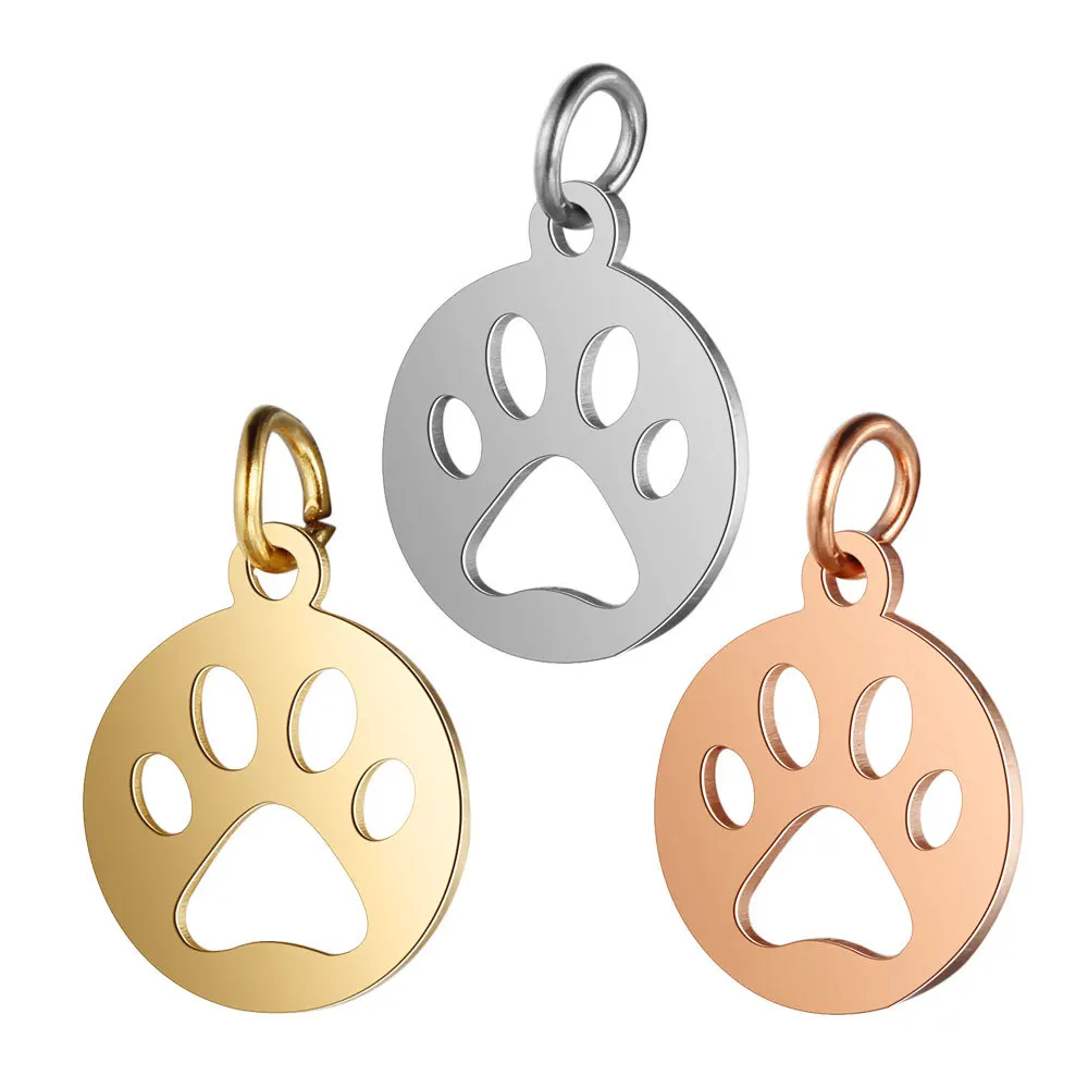 

Stainless Steel Metal Gold Plated Hollow Dog Pet Paw Sign Pendant Charm Jewelry Accessories For Teenagers, Gold,silver,rose gold