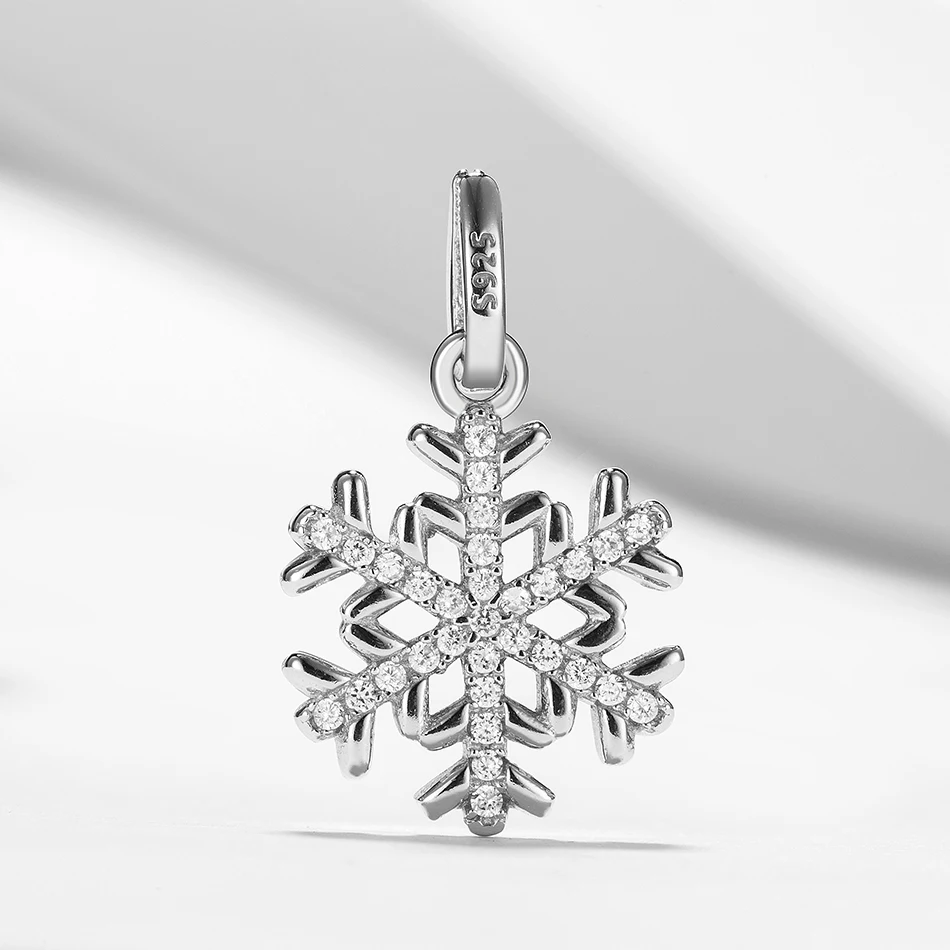 

Unique Design 925 Sterling Silver Snowflake Cubic Zirconia Pendant fit Original Necklace For Woman Girls Party Jewelry Making