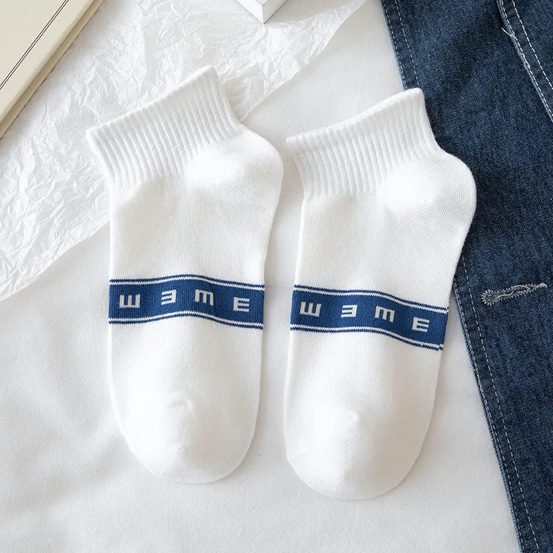 

MingZhi Wholesale custom logo white socks design 100 cotton men socks, Four color