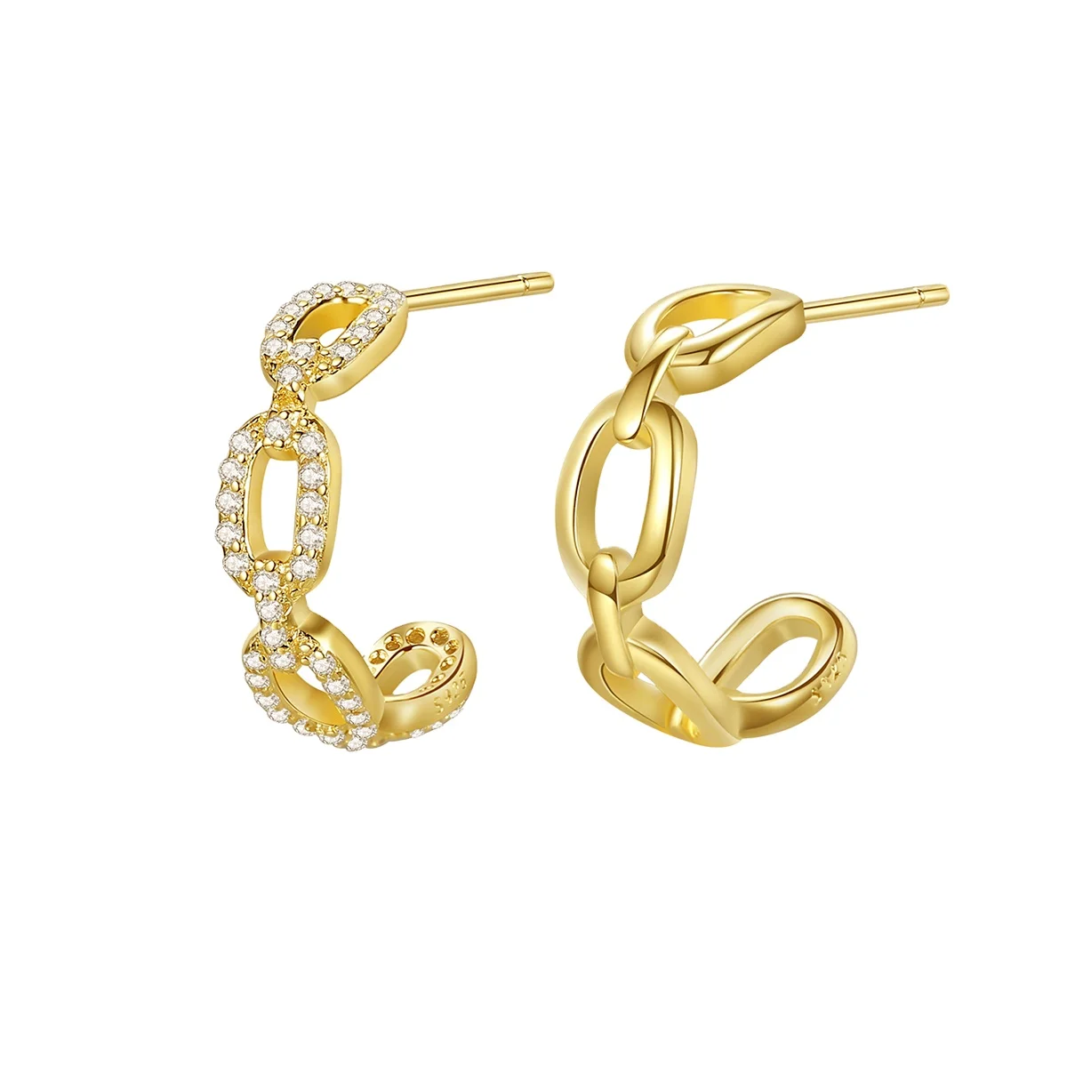 

CZCITY 925 Chain Cuff Ladies Earings Cuban Chain Link Luxury Jewlery Women New Asymmetric Earrings Sterling Silver Hoop Earring