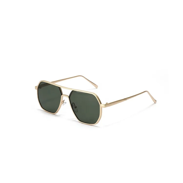 

2023 Fashion UV400 Protection Driving Sunglasses Luxury Metal Frame Trendy Irregular Double Bridge Sunglasses Gafas De Sol