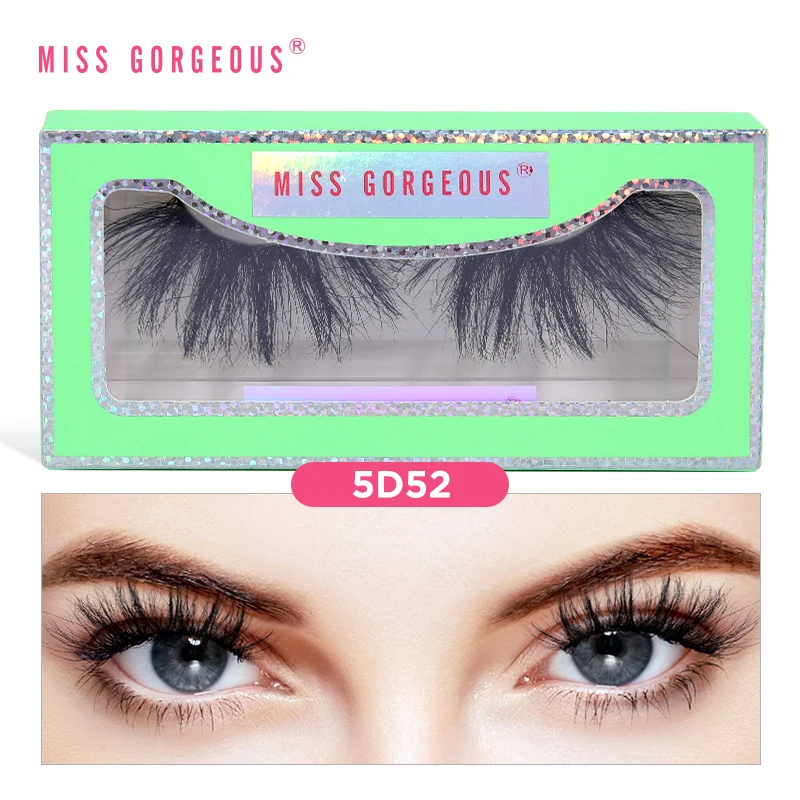 

Miss Gorgeous 25 mm 3D Mink Eyelash Fluffy Dramatic Long Lashes Reusable 5 Pairs False Eyelashes With Box, Black