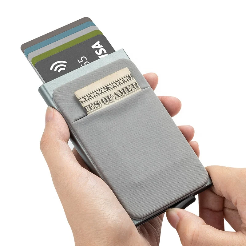 

2022 TILONSTAR Slide Bottom Function Men Slim Pop Up Card And Money Metal Minimalist Wallet Rfid Credit Card Holder
