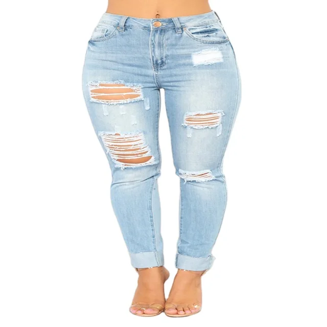 

Lots of stretch ripped baggy jeans pants jeans women, Blue