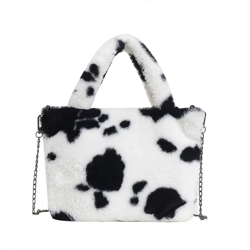 

Animal Fur Shoulder Bags Animal Printing Winter Handbag Messenger Bag Soft Warm Fur Bag