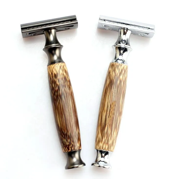 

Custom Logo Eco Friendly Natural Bamboo Shaving Razor Double Edge Safety Razor, Silver