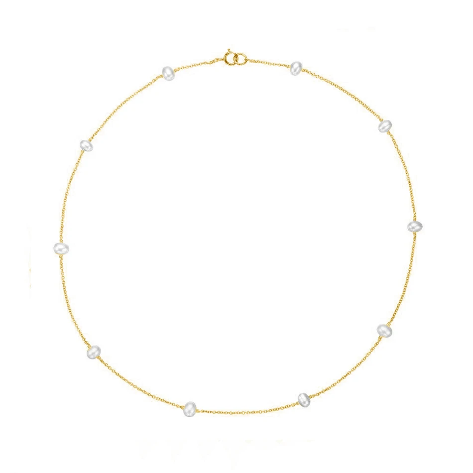 

Minimalist Jewelry 925 Sterling Silver Chain Necklace 18k Gold Filled Necklace Tennis Gold Ten Pearl Choker Necklace For Women