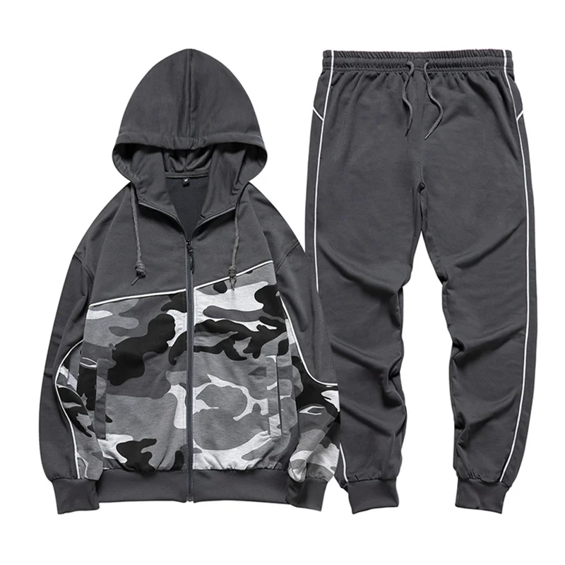 

Camouflage Two Piece Set Tracksuit Fashion Jogger Track Pants Men's Casual Tracksuit With Pockets High Quality, As picture