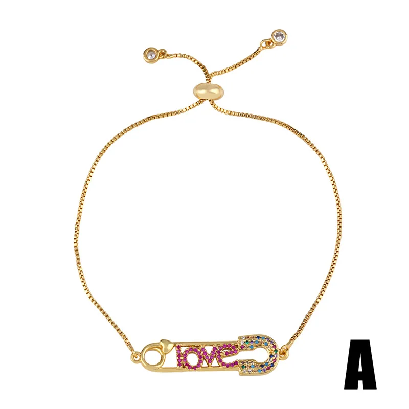 Import Jewelry 18K Gold Plated Crystal Bracelet Adjustable Heart Cherry Zircon Bracelet Bangle for Women