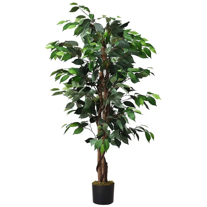 

guangzhou fake ornamental evergreen big bonsai artificial faux ficus banyan indoor plant, Green color