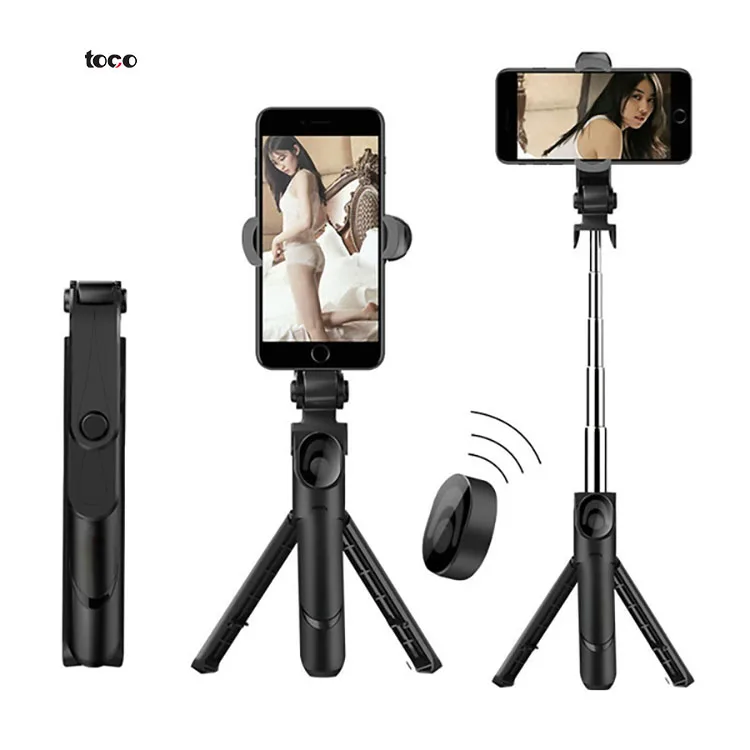 

TOCO Professional Flexible High Quality Wireless Tripod Stand Selfie Stick, Balck white other