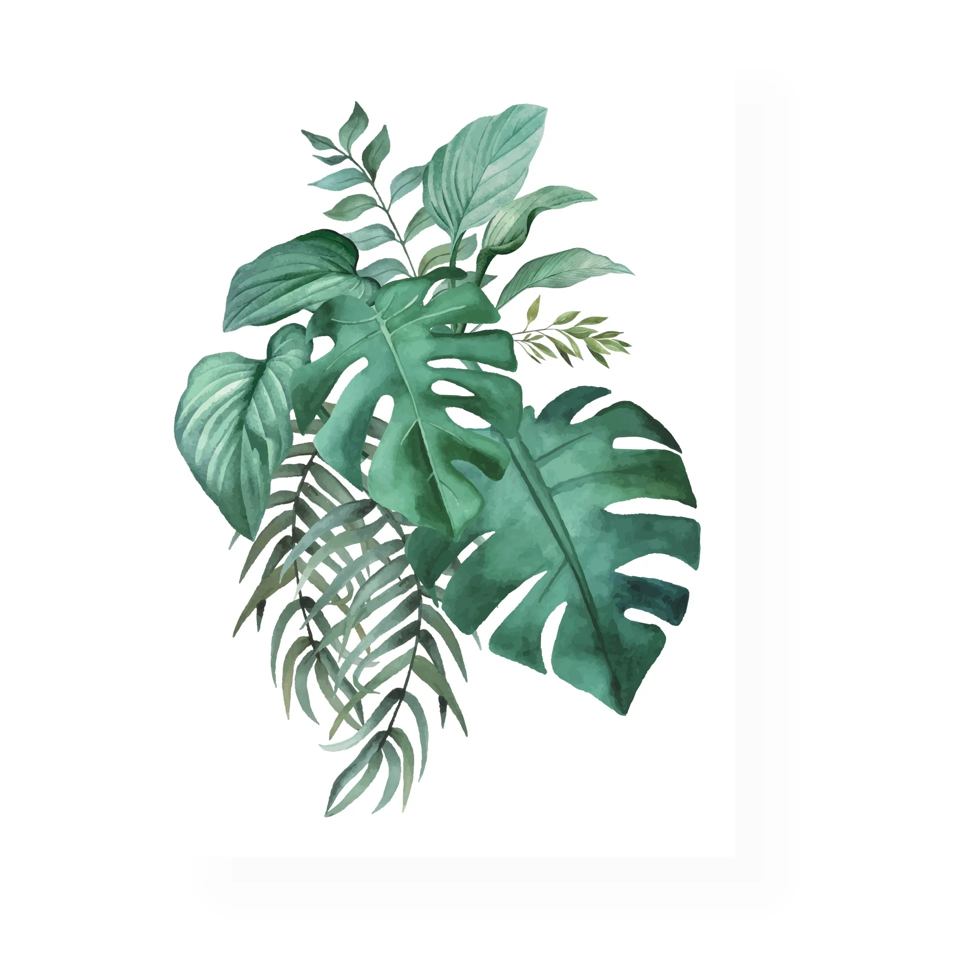 

Factory Wholesale Nordic Simple Tropical Green Plant Leaves Canvas Wall Picture For Living Room Home Decor