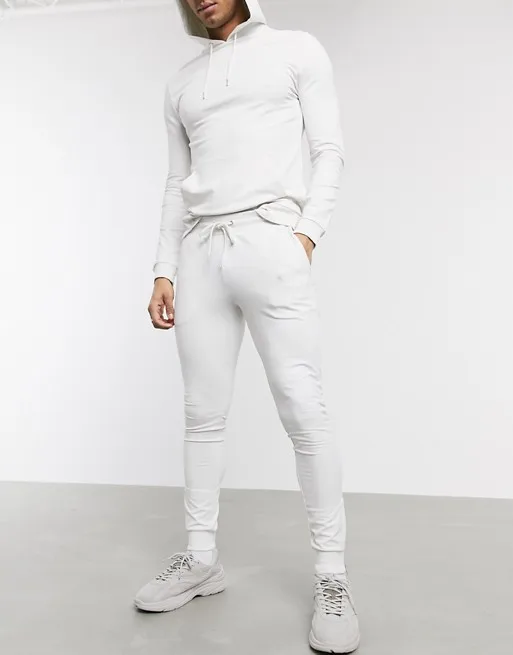 Yanlu Apparel New Design Hooded Trackcsiut Set Slim Fit Plain White Men ...