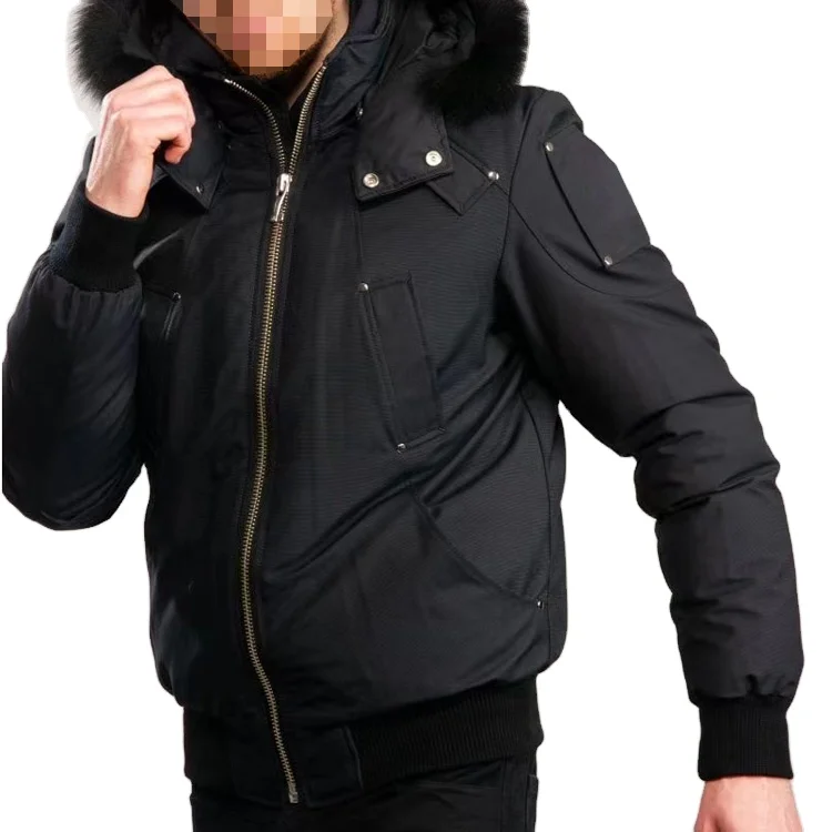 

Wholesale Moose Men's Fur Hood Down Ballistic Bomber Jacket