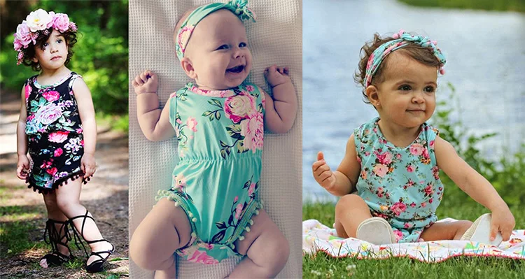 Amanod Newborn Toddler Baby Girls Floral Bodysuit Romper