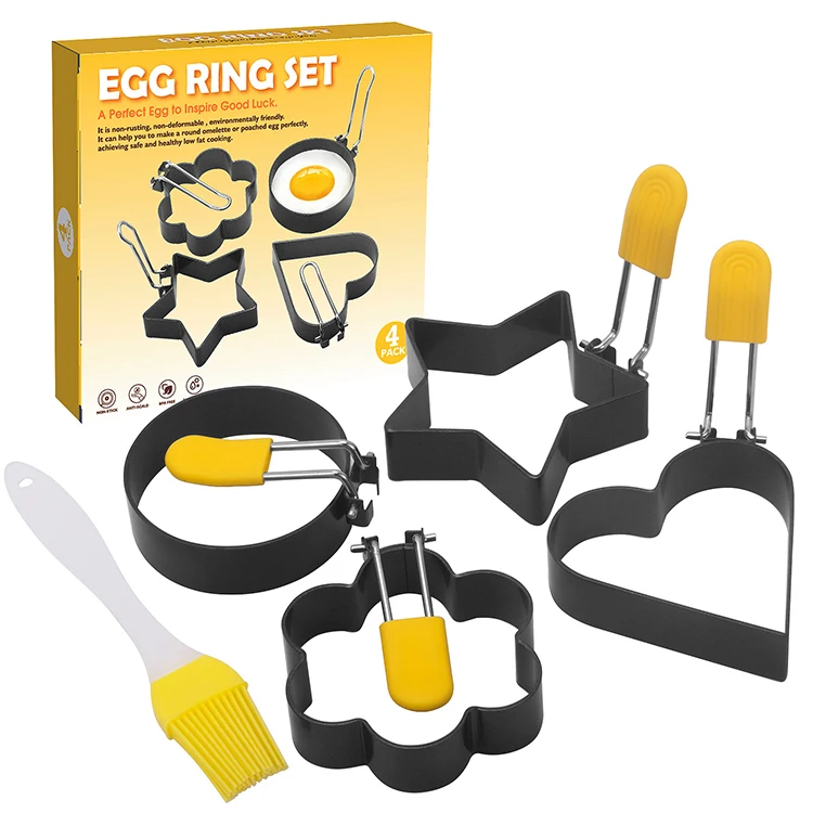 

Metal Fried Egg Moulds Omelette Egg Rings For Cooking Breakfast Non-Stick Pan with Anti-Scald Handle Breakfast Tool Egg Ring Set