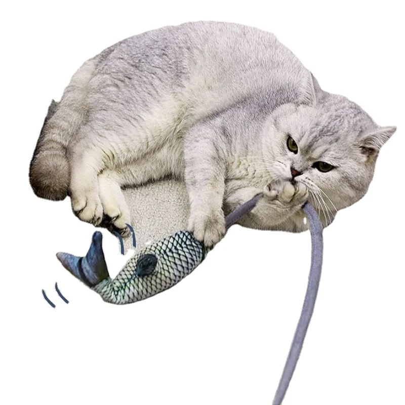 

Wholesale Interactive Floppy Wiggy Fish Pet Chew Dog Toys Cat Toys Simulation Hand Hold Manual Cute Plush Cattail Fish Cat Toys