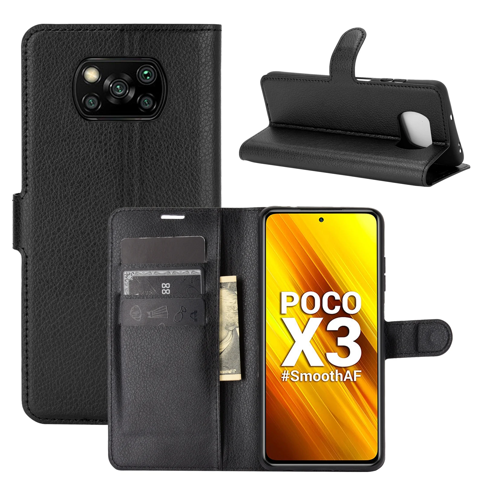 

For Xiaomi POCO X3 Case Leather Phone Cover for Xiaomi POCO X3 NFC Cover Leather Phone Case Wallet Case Flip Mobile Back Cover, 9 colors same as the picture