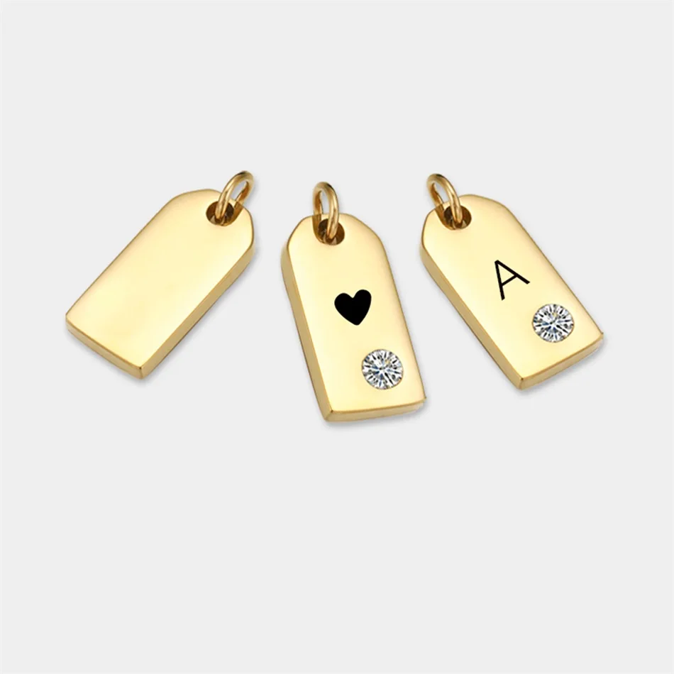 

DIY Jewelry Making Accessories Silver Gold Plated Personalized Square Pendant Charm for Girl Necklace, Picture shows