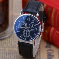 

Men's Business Watch Fashion Quartz Watch PU Wrist Men's Blu-ray Glass Belt Men's Watch Gift