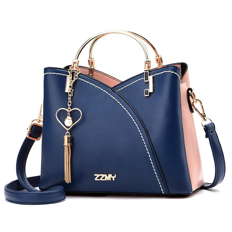 

Fashion Pu Leather Splicing Color Style Shoulder Bag Handbags For Women, 5 colors