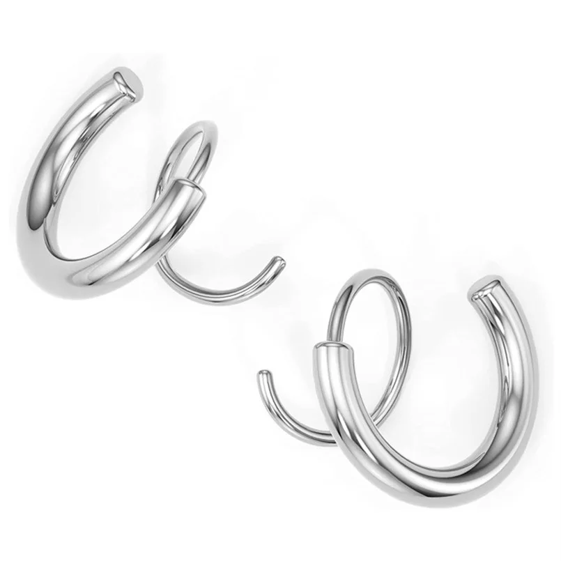 

Custom High Quality Hypoallergenic 18K Gold Plated Stainless Steel Screw Spiral Hoop Twist Double C Earrings for Women Jewelry