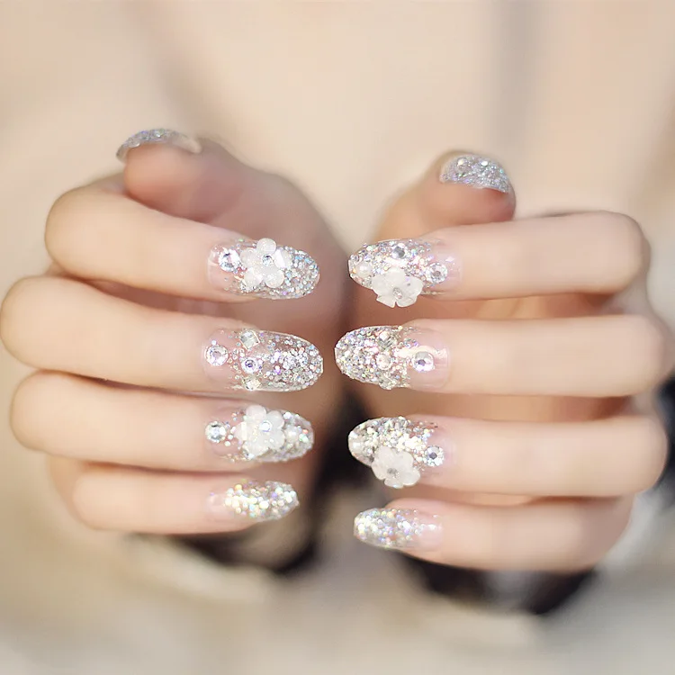 

Free Shipping 24pcs 3D Press on Nails Art Rhinestones Diamond Mixed Size Shiny Nail Stone Nail Art Tips Decoration Accessories