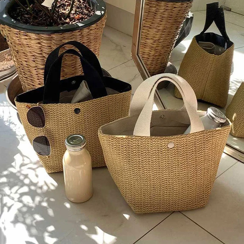 

Hot sale summer beach vacation garden woven hand bag fashion straw women bags, Green,pink,black,and blue