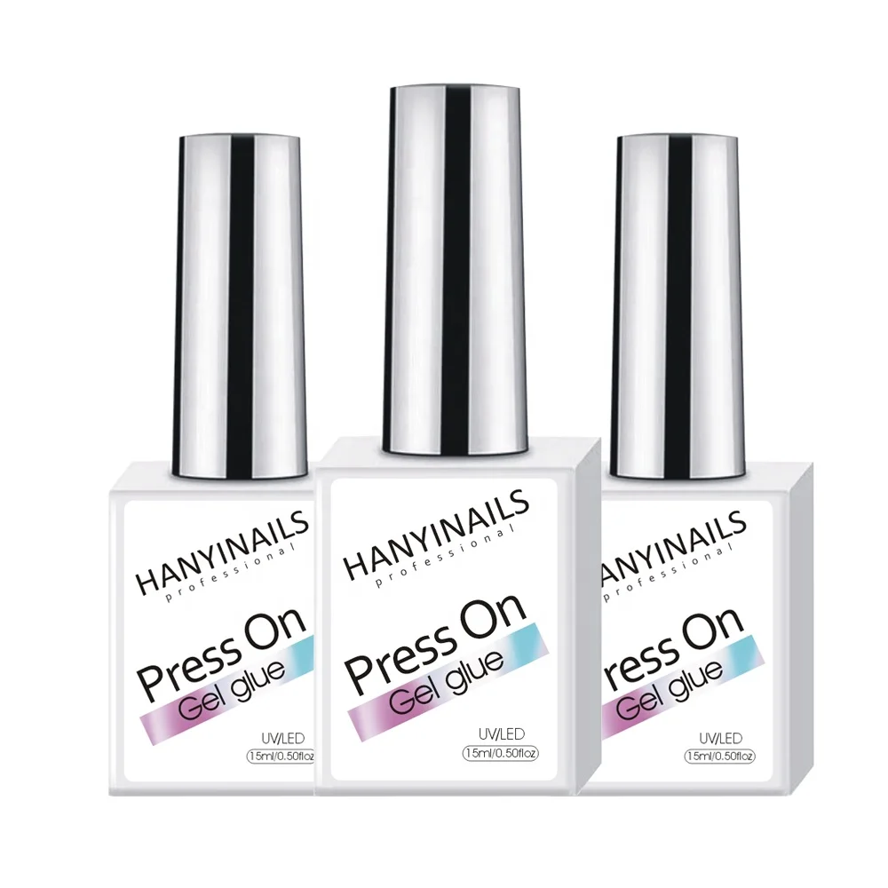 

Hanyinails Lasting 30days press on soak off gel polish uv/led curing nail glue for tips, Clear