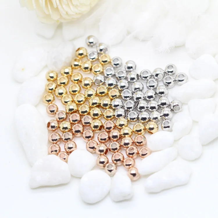 

3mm Gold Filled Metal Round Brass Spacer Beads For Jewelry Making Materials