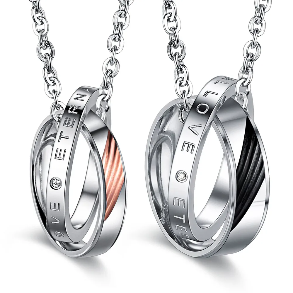 Valentine'S Day Gift Couple Love Simple Design Chain Ring Holder CZ Necklace