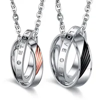 

Valentine'S Day Gift Couple Love Simple Design Chain Ring Holder CZ Necklace