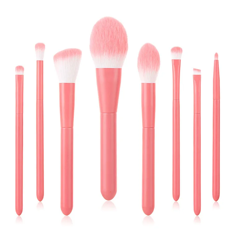 

Low Moq Private Label Makeup Brushes Hot Sale 8pcs Multiple Colors Makeup Brush Sets Nylon Hair Portable Cosmetic Tools For Girl