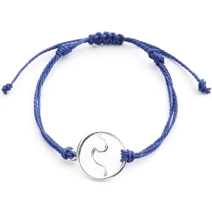 

Wax String Cord Bracelet Adjustable Boho Bangle New Style Bracelet Waterproof Women Jewelry Ocean Wave Bracelet, 10 colors are available