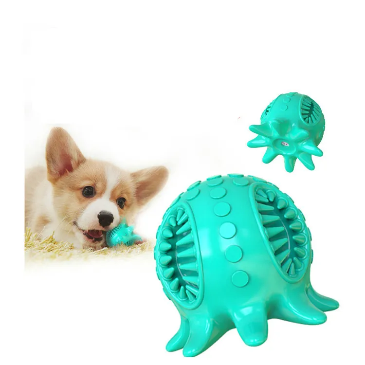 

Easy to clean molar tpr toothbrush ball plush dog toy small octopus, Green, blue, yellow, red