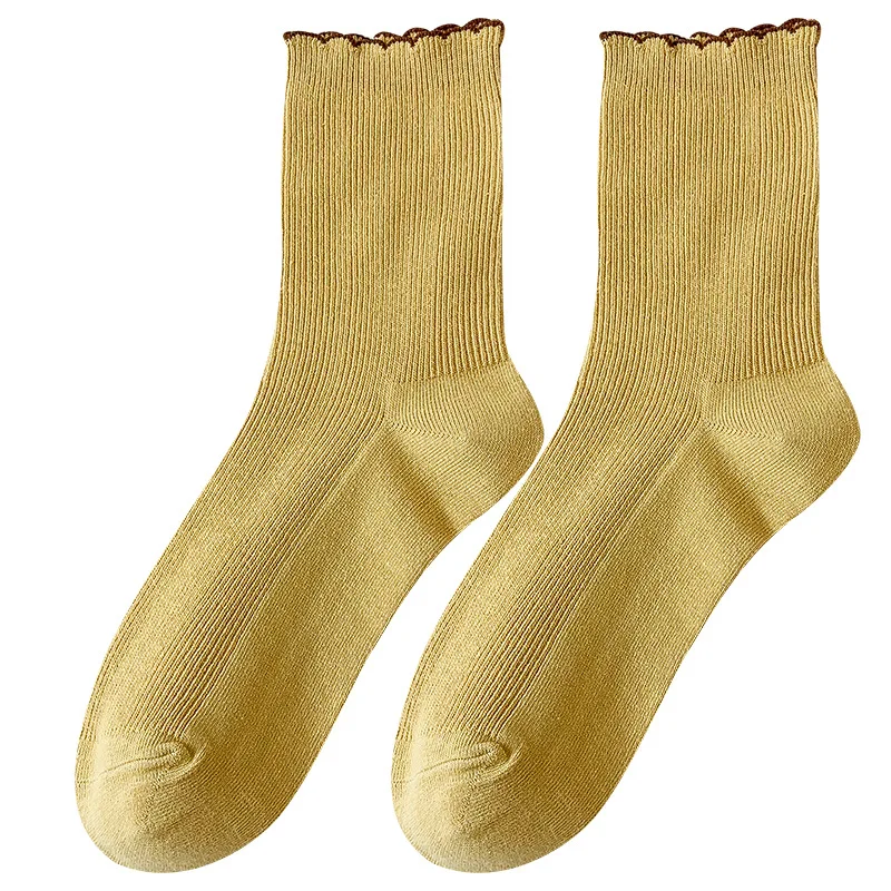 

Fall/winter Pile Socks Japanese Cotton Socks Korean Retro Lace Basic Color Simple Socks