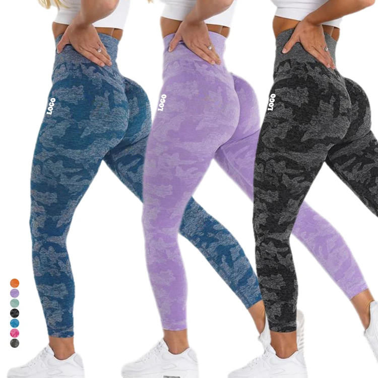 

Custom high waisted workout seamless leggings high quality squat proof camo gym leggings for women, Picture