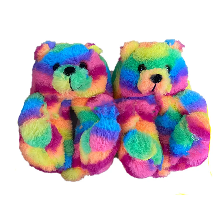 

Colorful Women Valentine And Outfit Winter Cartoon Giant Adult Women Teddy Bear Slippers With Bling