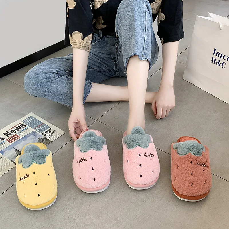 

New proudct strawberry fruit design women slippers breathable casual shoes for female, Yellow/pink/red