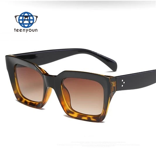 

Teenyoun Gradient Color Pc Frame Vintage Squared Men Square Frame 2023 Sun Glasses Sunglasses