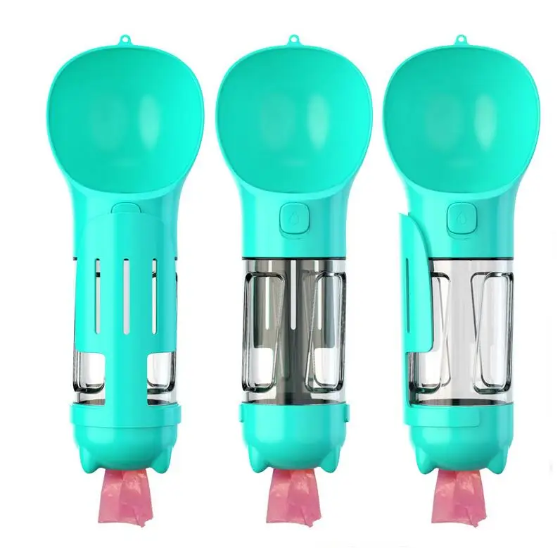 

4 in 1 Pet Travel Water Bottle Dog Water Bottle and Food Container 2 in 1 Suitable for Outdoor use by Cats and Dog, Blue/pink/green/yellow
