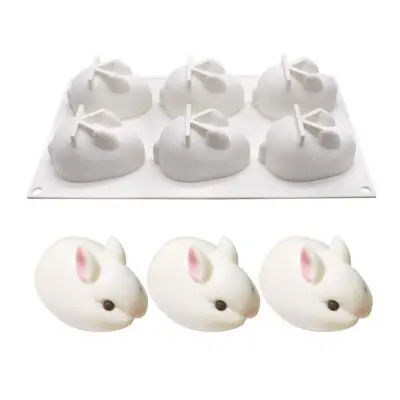 

DIY 6 Cavities Easter Rabbit Shaped Cake Mold Tray for Baking Chocolate Fondant, Customized color