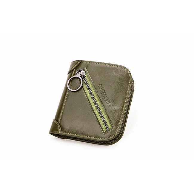 

Contact's genuine leather small money wallets women Coin Bag Zipper Wallet for women luxury mini coin purses portfel damski, Green