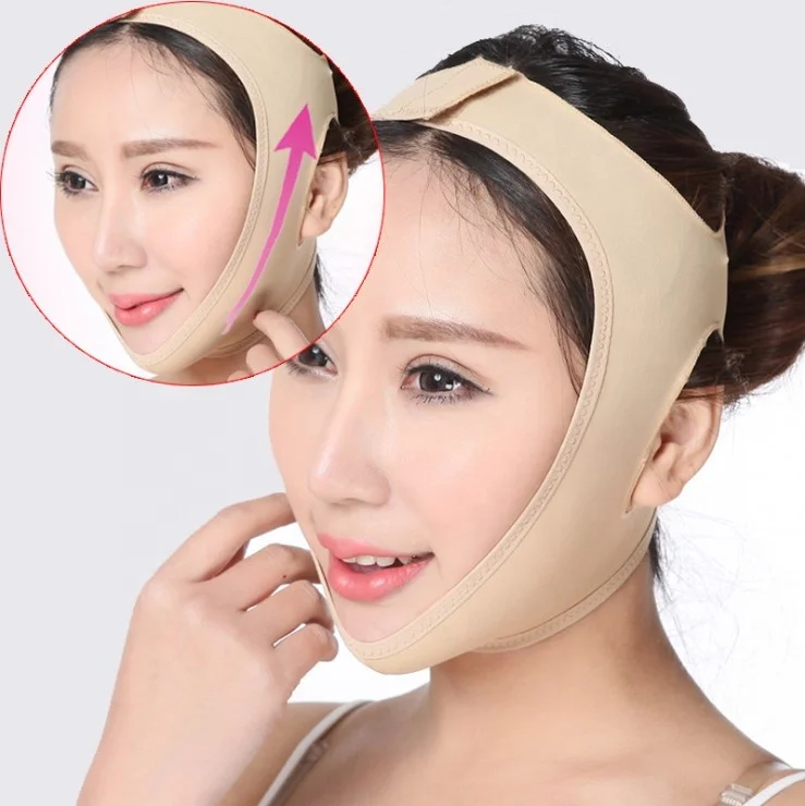 

Facial Cheek V Shape Lift Up Thin Mask Strap Face Line Smooth Breathable Compression Double Chin Reduce Lifting Slimming Bandage, Skin color or customized color