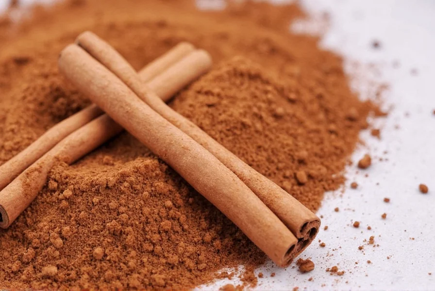 Close-up of cinnamon sticks and powder showing natural spice texture