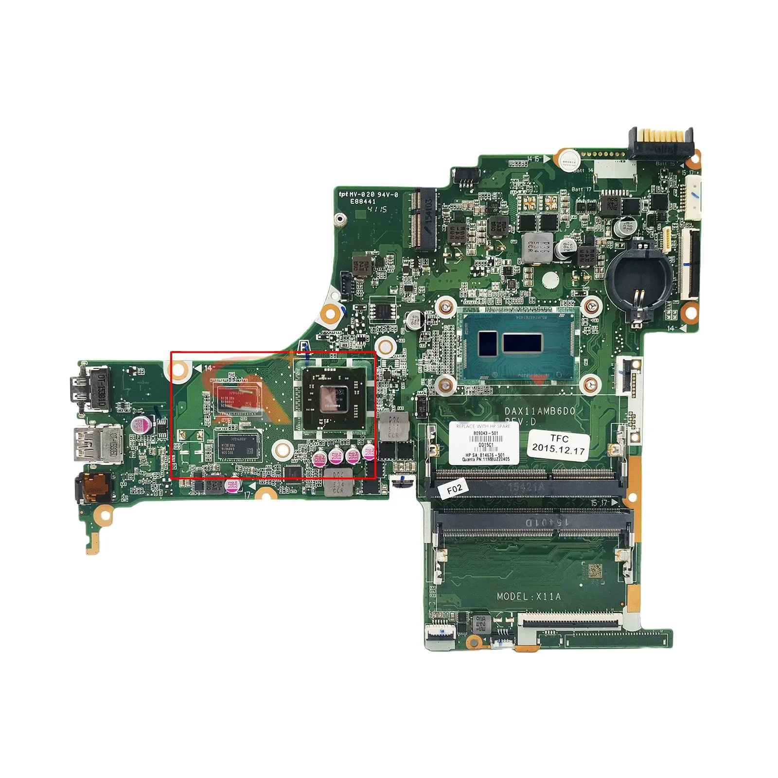 

DAX11AMB6D0 For HP 15-AB Laptop Motherboard TPN-Q158 i3 i5 i7 5th Gen CPU 100% work 809320-501 809320-001