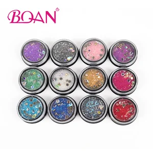 2019 Mix Colors Rhinestone Sequins Nail Art Glitters Sequins Red Pink Purple Nail Tip Dust Powder Manicure Nail Art Accessories 2