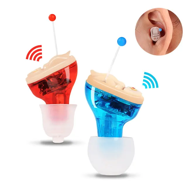 

China Competitive Price Mini In Ear Invisible Digital CIC Red Blue Hearing Aids For Seniors